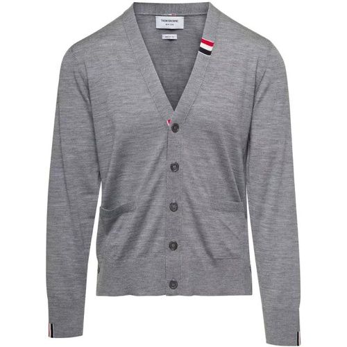 Jersey Stitch Relaxed Fit V Neck Cardigan In Fine - Größe 4 - gray - Thom Browne - Modalova