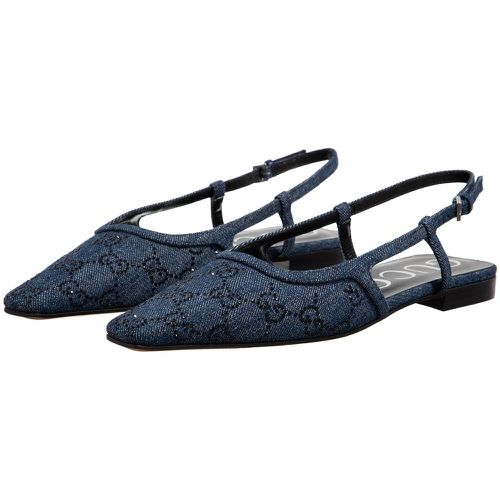 Sandalen & Sandaletten - Women Gg Denim Slingback Flats - Gr. 37 (EU) - in - für Damen - Gucci - Modalova