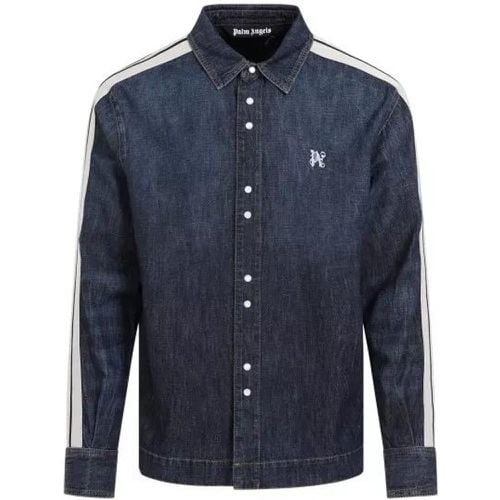 Monogram Track Blue Off Denim Jacket - Größe S - blue - Palm Angels - Modalova