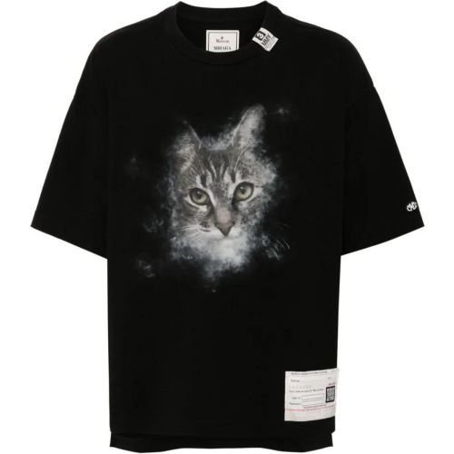 Graphic Cat Face Oversized Tee With Logo Detail - Größe 46 - Maison Mihara Yasuhiro - Modalova