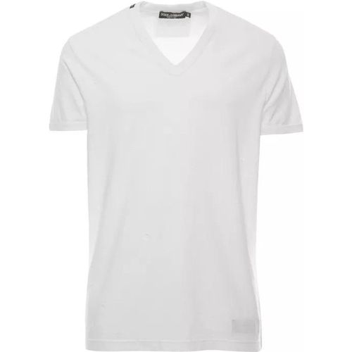 White T-Shirt With All-Over Rips And Ri-Edition Lo - Größe 48 - white - Dolce&Gabbana - Modalova
