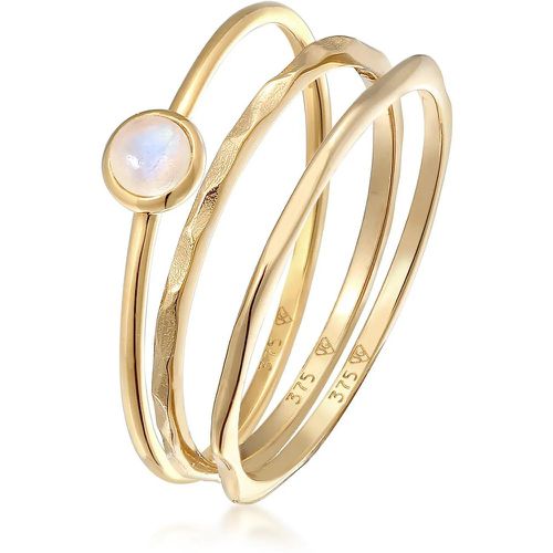 Ringe - Ring Solitär Mondstein 3er Ring Set 375 Gelbgold - Gr. 56 MM - in - für Damen - Elli - Modalova