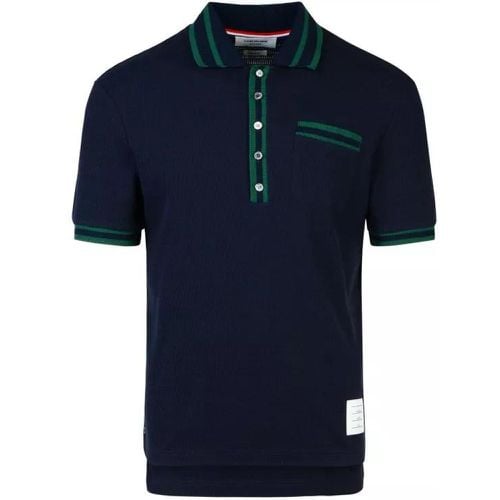 Navy Cotton Blend Polo Shirt - Größe 3 - blue - Thom Browne - Modalova