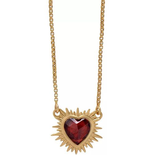 Halskette - Electric Love Mini Garnet Heart Necklace - Gr. unisize - in Rot - für Damen - Rachel Jackson London - Modalova