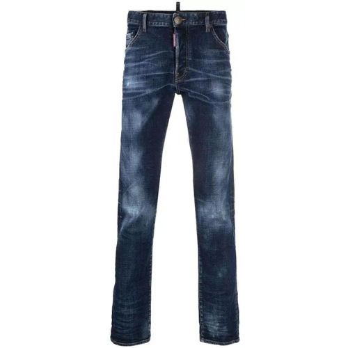 Logo-Patch Straight-Leg Blue Denim Jeans - Größe 46 - Dsquared2 - Modalova