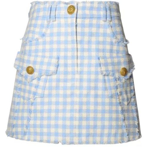 Two-Tone Cotton Skirt - Größe 36 - blue - Balmain - Modalova