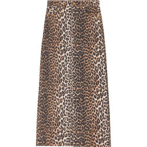 Leopard Denim Maxi Slit Rock - Größe 40 - Ganni - Modalova