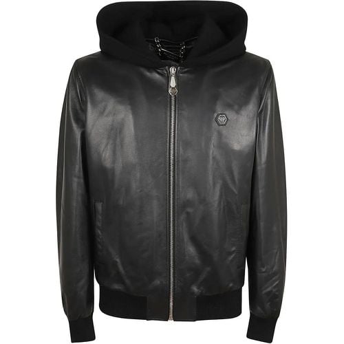 Nappa Leather Hoodie Bomber - Größe L - Philipp Plein - Modalova