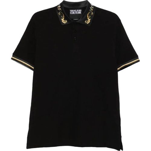 Polo Chromo Collar Black - Größe L - Versace Jeans Couture - Modalova