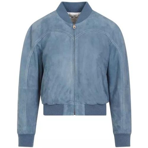 Grizzled Blue Lamb Suede Leather Jacket - Größe 34 - blau - Chloé - Modalova