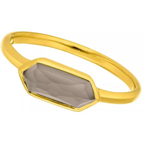 Ring - Ring Cube grey agate, silver gold plate - Gr. 54 - in Grau - für Damen - Leaf - Modalova