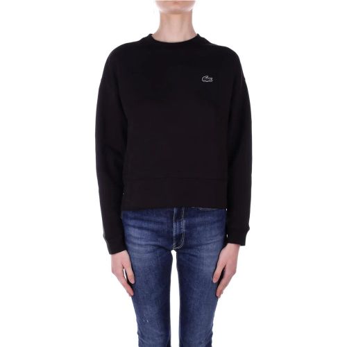 Oversized Black Sweatshirt With Design - Größe 42 - Lacoste - Modalova