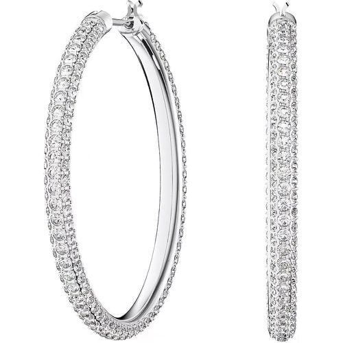 Ohrringe - Stone hoop Pavé Large Rhodium plated - Gr. unisize - in Silber - für Damen - Swarovski - Modalova