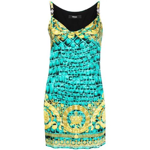 Turquoise Baroccodile Mini Dress - Größe 40 - multi - Versace - Modalova
