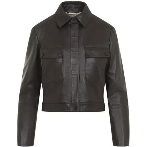 Blouson Brown Lamb Leather Jacket - Größe 38 - Giorgio Armani - Modalova