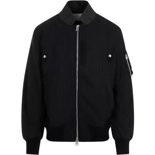 Navy Blue Chalk Stripe Blouson - Größe 3 - blue - Sacai - Modalova