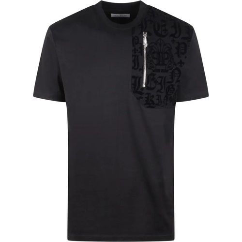 Round Neck Ss Flocked Print T-Shirt - Größe S - schwarz - Philipp Plein - Modalova