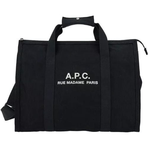 Totes - Black Gym Bag With Contrasting Logo Print In Cotto - Gr. unisize - in - für Damen - A.P.C. - Modalova