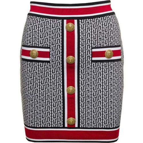 Multicolour Knitted Mini Skirt With 'Monogram' Det - Größe 38 - multi - Balmain - Modalova
