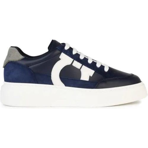 Low-Top Sneaker - Cassina' Blue Leather Sneakers - Gr. 7 - in - für Damen - Salvatore Ferragamo - Modalova