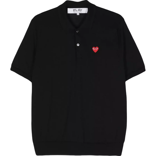 Poloshirt mit Herz-Patch - Größe M - black - Comme des Garcons Play - Modalova