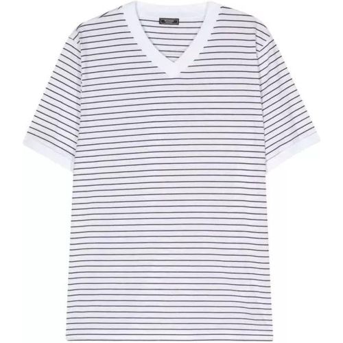 V-Neck Striped T-Shirt - Größe 50 - white - PESERICO - Modalova
