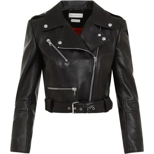 Cropped Biker Jacket - Größe 40 - schwarz - alexander mcqueen - Modalova