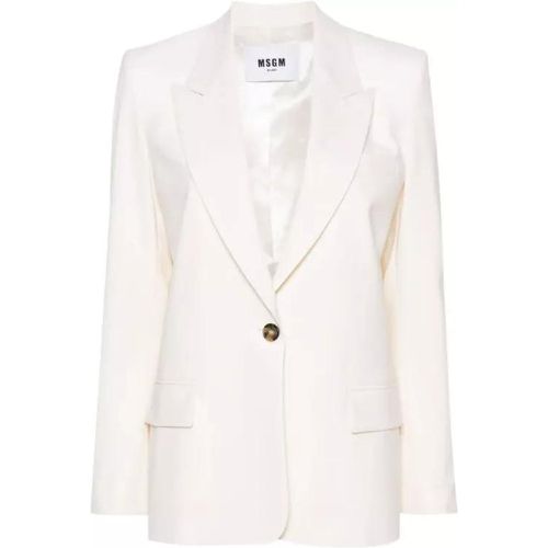 Single-Breasted White Crepe Jacket - Größe 40 - white - MSGM - Modalova
