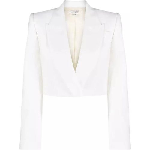 White Boxy Cropped Jacket - Größe 40 - white - alexander mcqueen - Modalova