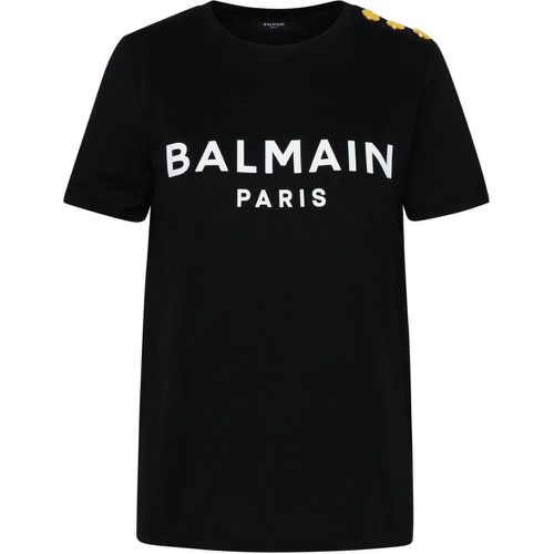 Black Cotton T-Shirt - Größe L - Balmain - Modalova