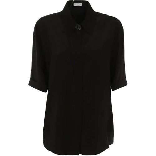 Black Silk Short Sleeve Shirt - Größe L - BRUNELLO CUCINELLI - Modalova