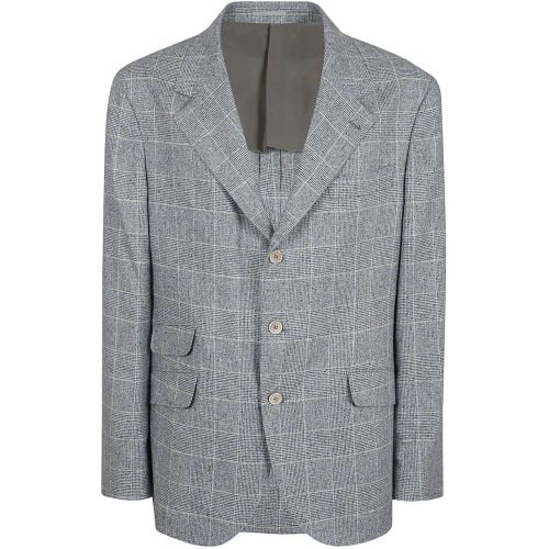 Light Blue/White Prince Of Wales Check Wool-Cashme - Größe 54 - BRUNELLO CUCINELLI - Modalova