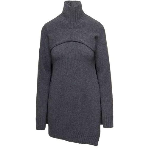 Grey Two-Piece Sweater With High-Neck In Wool - Größe 38 - gray - Jil Sander - Modalova