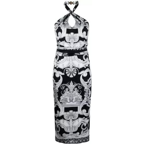 Barocco-Print Cut-Out Midi Dress - Größe 38 - black - Versace - Modalova