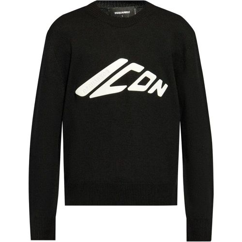 Black Knit Sweater With Print - Größe M - Dsquared2 - Modalova