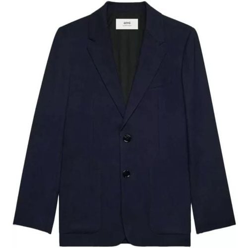 Tailored Single-Breasted Navy Blue Blazer - Größe 52 - AMI Paris - Modalova