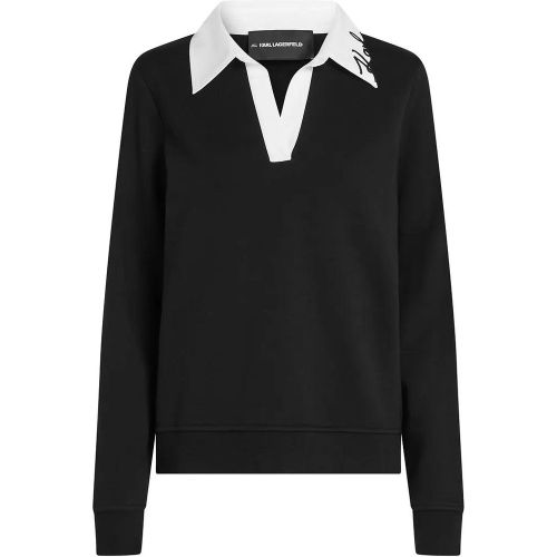 Signature Sweatshirt mit Kragen - Größe L - Karl Lagerfeld - Modalova