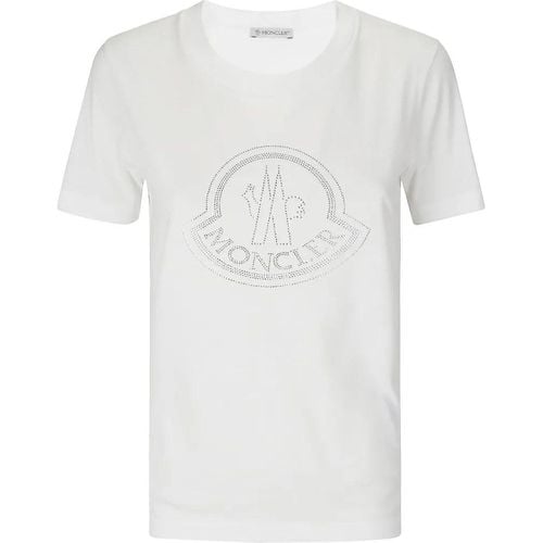 Short-Sleeved T-Shirt With Rhinestones - Größe L - Moncler - Modalova