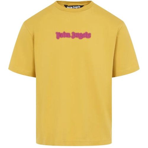 Ocher Yellow Cotton Neon Logo Slim Tee - Größe L - Palm Angels - Modalova