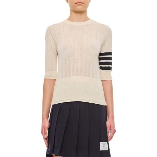 Fine Mesh Rib Stitch 3/4 Sleeve Tee - Größe 40 - Thom Browne - Modalova