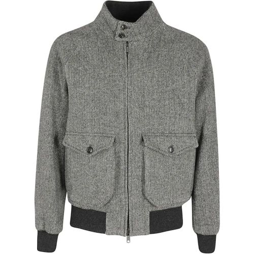 Herringbone-Patterned Bomber Jacket With Buttoned - Größe 42 - Baracuta - Modalova