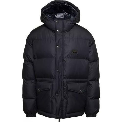Black Down Jacket With Patch Pockets At The Front - Größe 50 - black - Dolce&Gabbana - Modalova