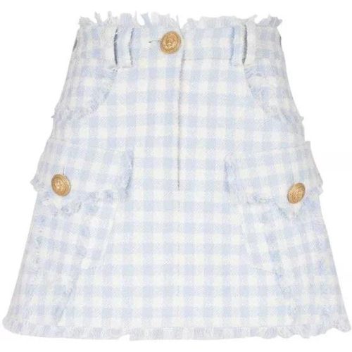 Gingham-Pattern A-Line Miniskirt - Größe 38 - blue - Balmain - Modalova