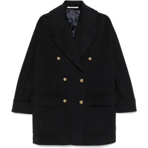 Navy Blue Cashmere Double-Breasted Coat - Größe 42 - Tagliatore - Modalova