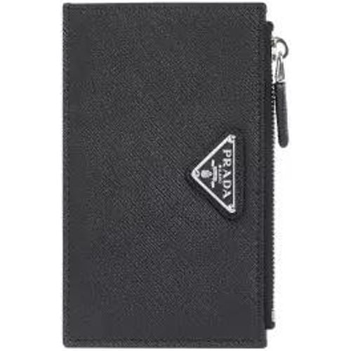 Portemonnaies - Black Calf Leather Credit Card Case - Gr. unisize - in - für Damen - Prada - Modalova