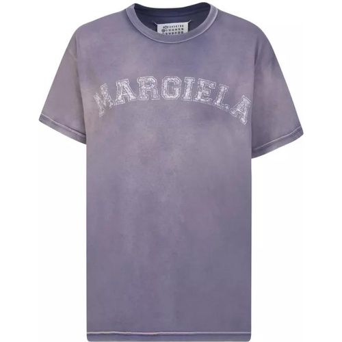 College Logo And Faded Effect T-Shirt - Größe S - purple - Maison Margiela - Modalova