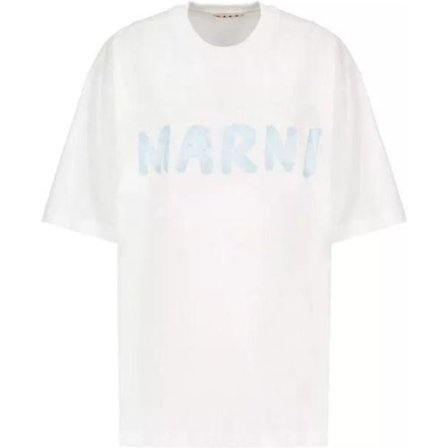 T-Shirt With Logo - Größe 40 - white - Marni - Modalova
