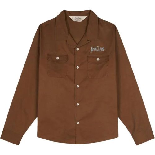 Relaxed Fit Brown Shirt With Artistic Embroidery - Größe XL - BRAIN DEAD - Modalova