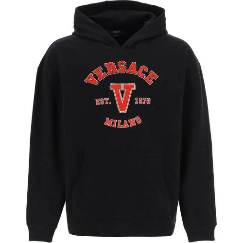 Hooded Cotton Logo Sweatshirt - Größe L - Versace - Modalova