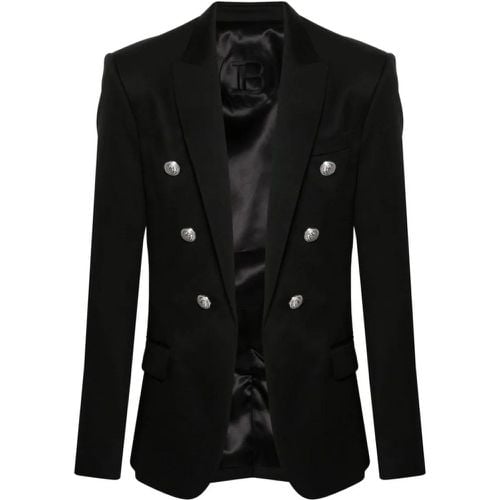 Black Wool Faille Blazer - Größe 50 - Balmain - Modalova